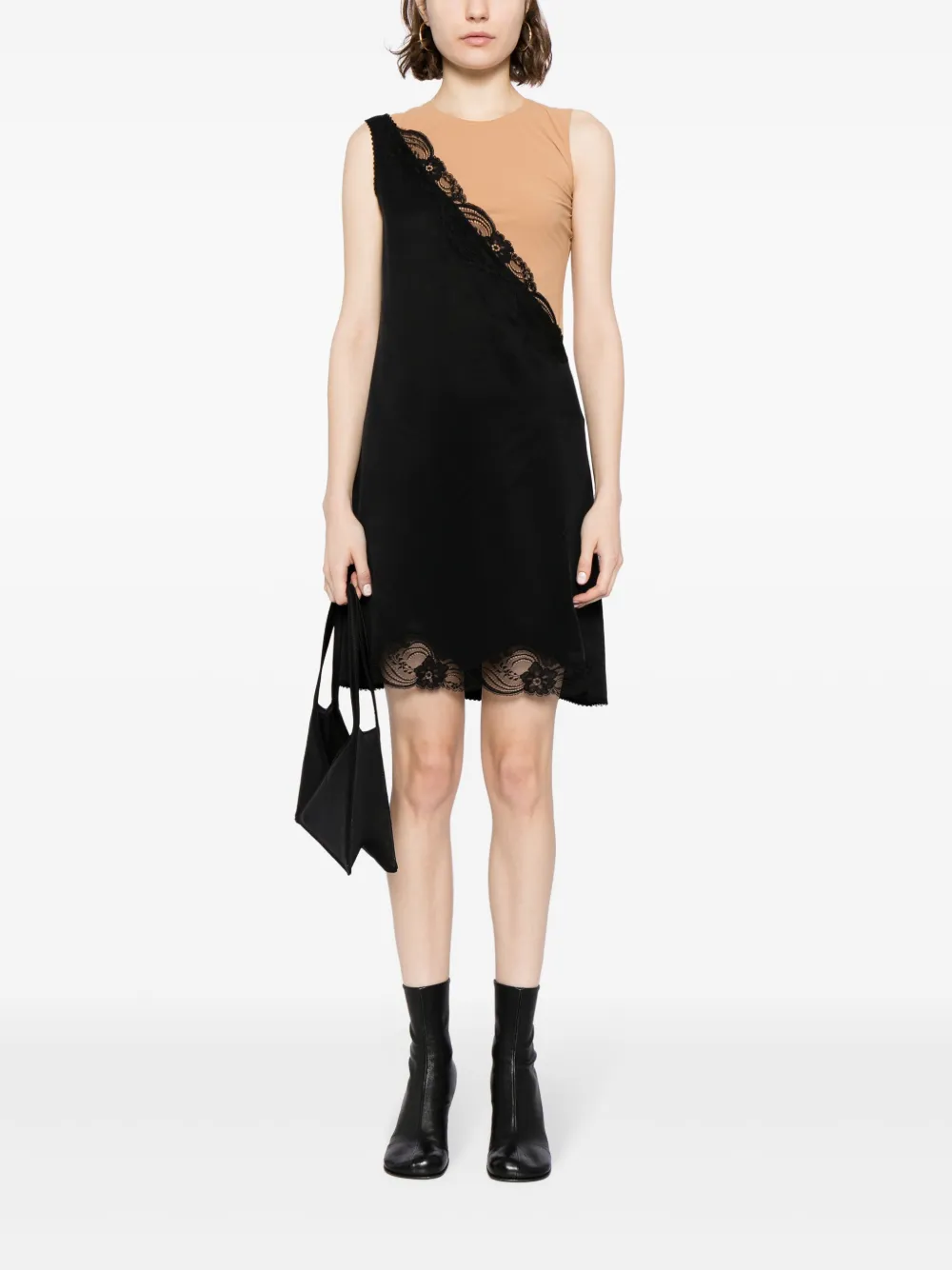 MM6 Maison Margiela lace-trim shift dress - Zwart