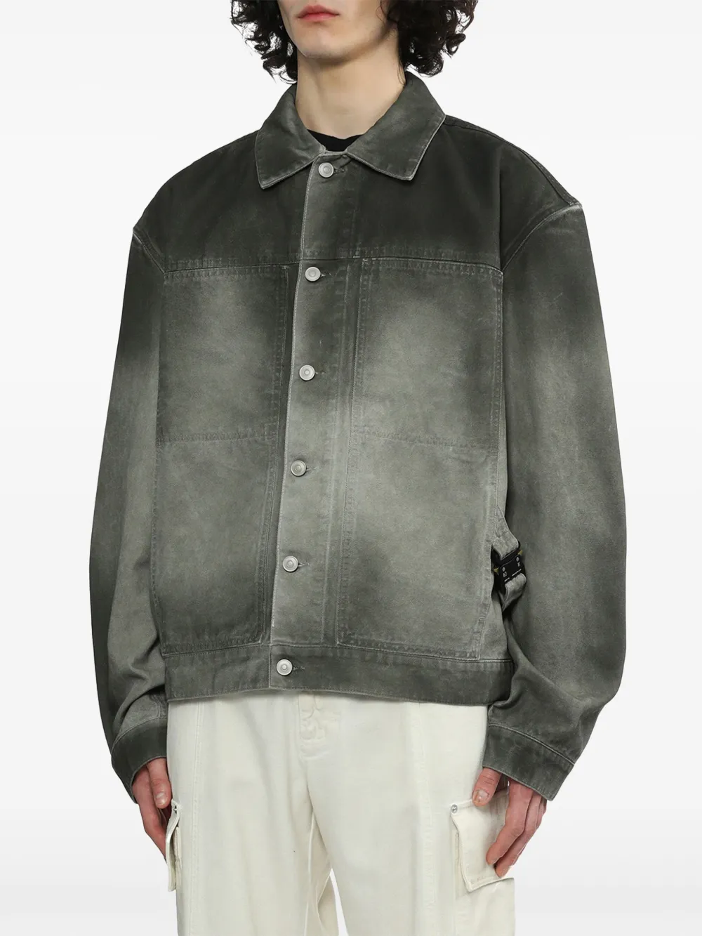 Shop Alyx Overdyed Canvas Shirt Jacket In Green