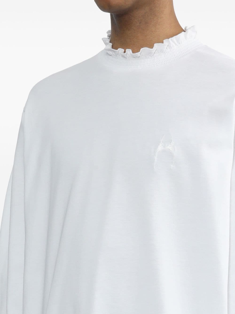 Shop Random Identities Ruffled Cotton Sweatshirt In White