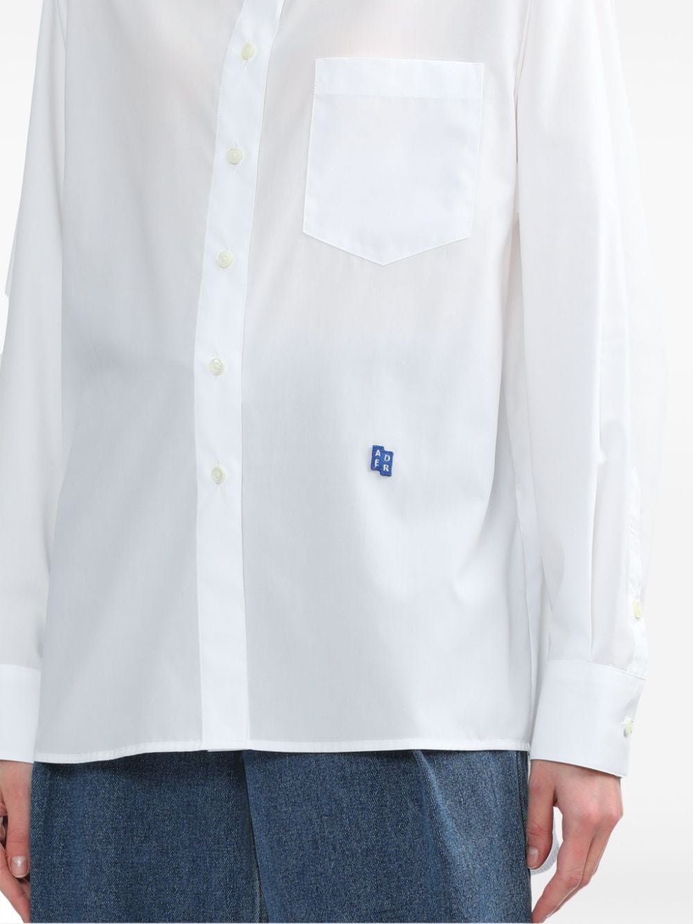 Shop Ader Error Logo-embroidered Cotton-poplin Shirt In 白色