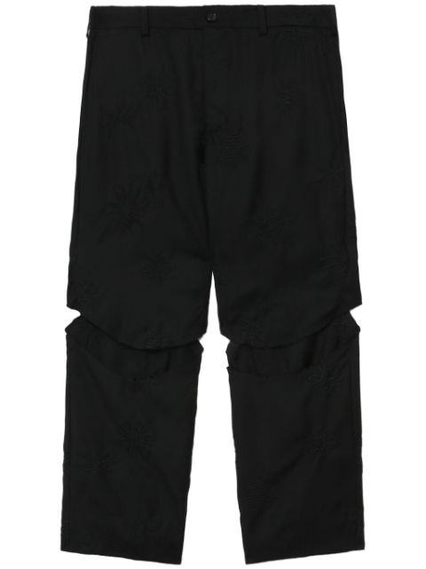 Black Comme Des Garcons cut-out cropped wool trousers Men