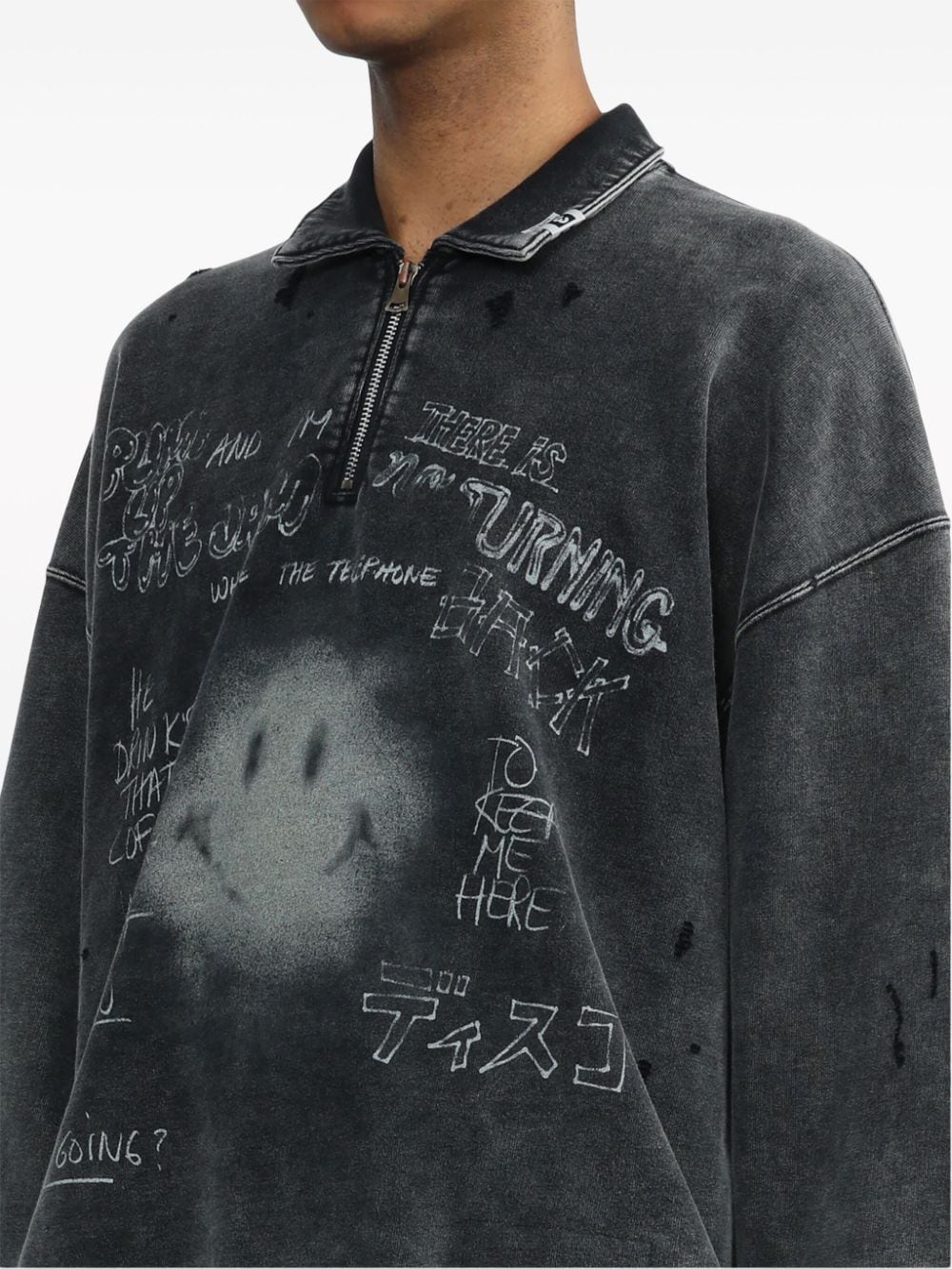 Shop Miharayasuhiro Half-zip Printed Sweatshirt In Black