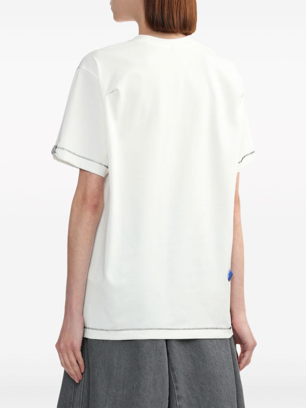 Shop Ader Error Contrast-stitch T-shirt In White
