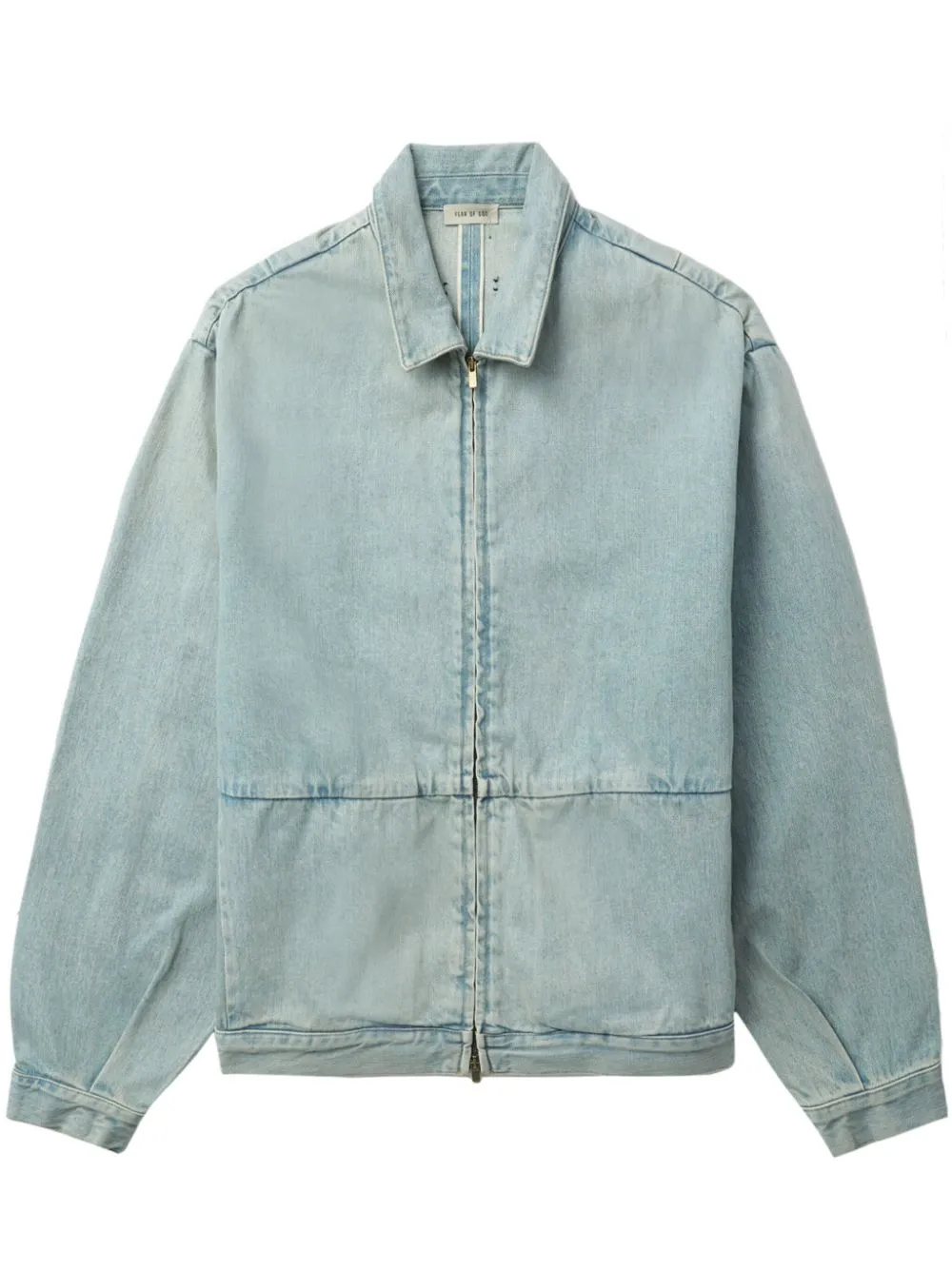 Fear Of God Drop Shoulder Zipped Denim Jacket In Blue