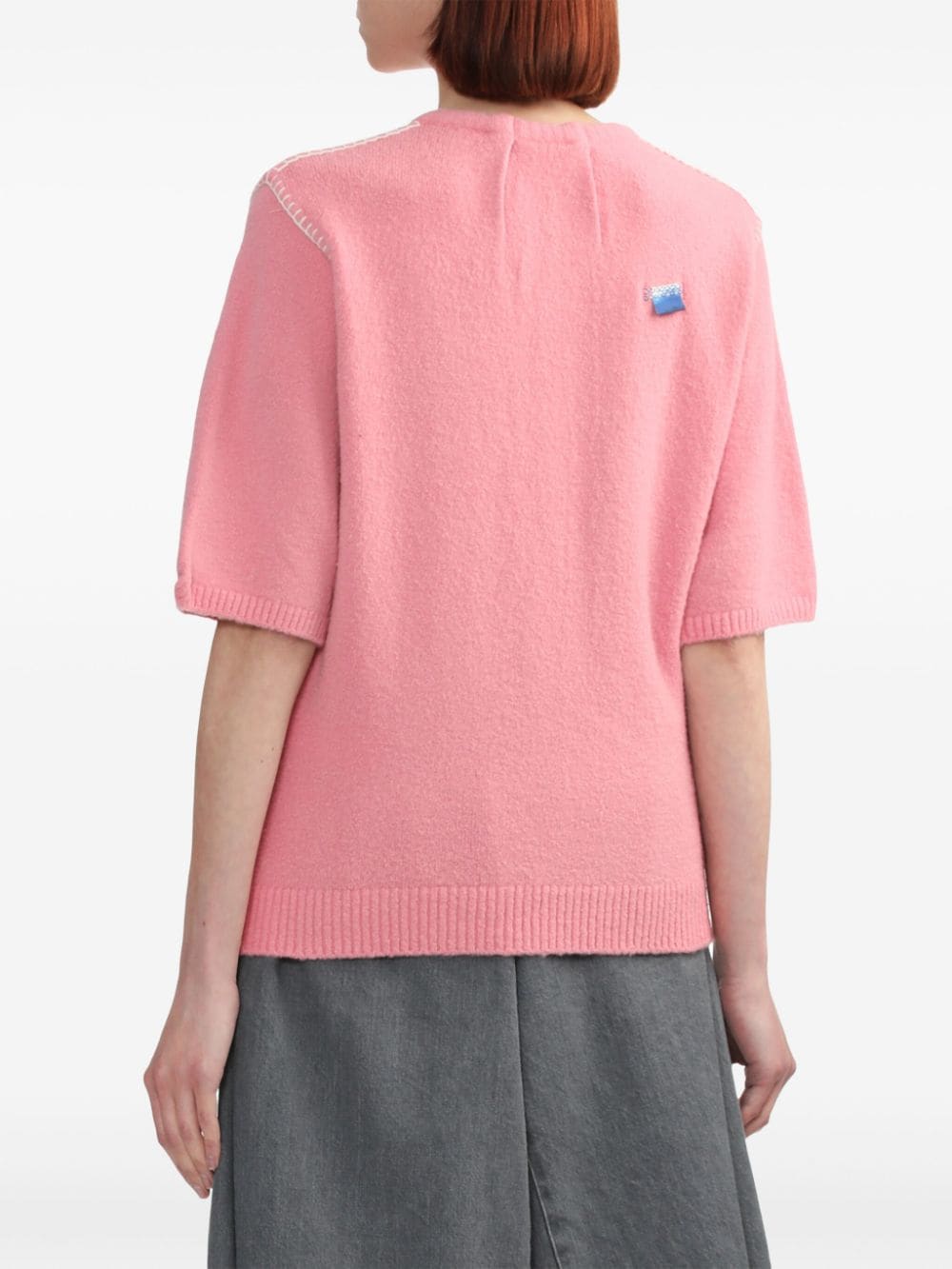 Shop Ader Error Pleated Fine-knit Cardigan In Pink