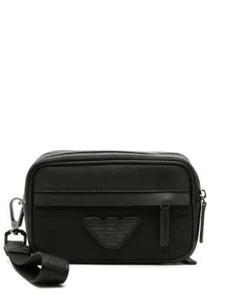 Emporio Armani logo patch Textured Wash Bag Black FARFETCH PL