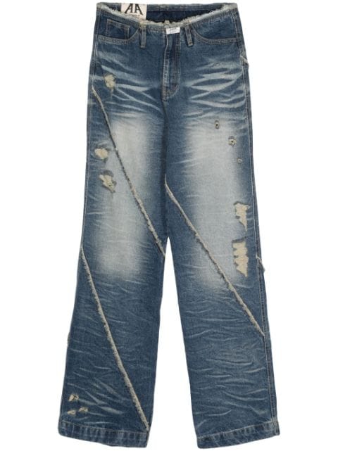 Ader Error distressed-finish cotton jeans