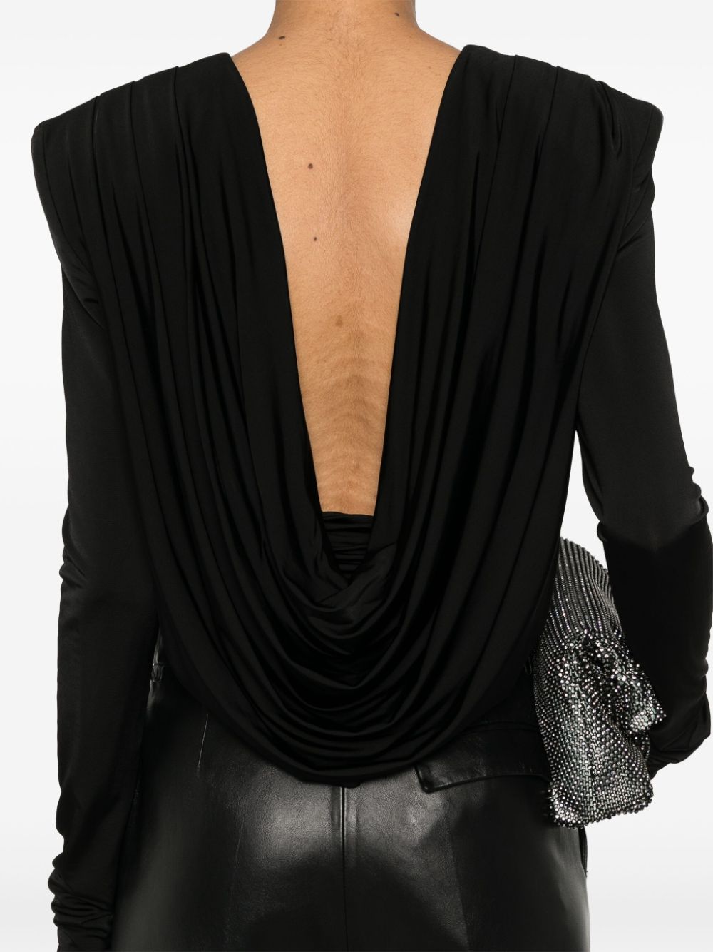 Shop Magda Butrym Draped Low-back Top In 黑色