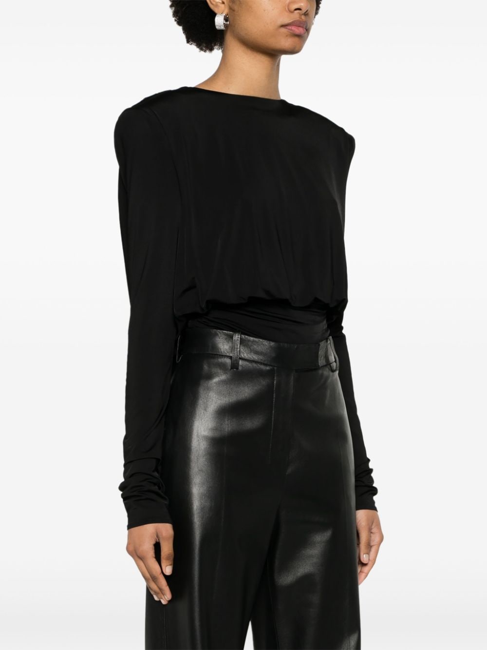 Shop Magda Butrym Draped Low-back Top In 黑色