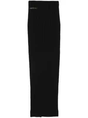 MARNIタイトスカート ブルー ポプリン製ストライプワイドスカート | Marni