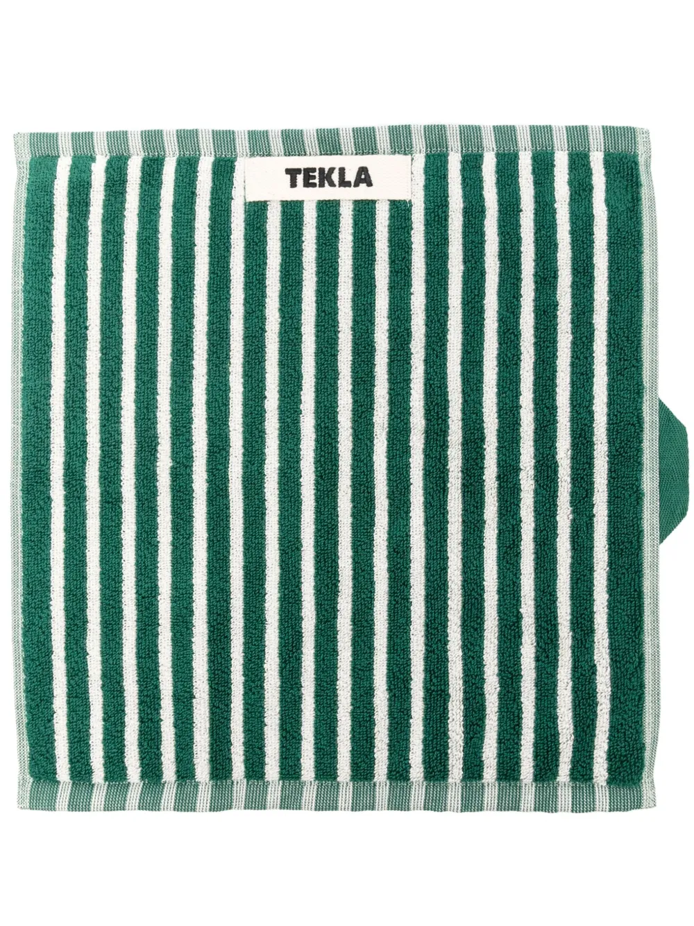 TEKLA Toalha de algodão orgânico listrada 30cmx30cm | Verde | Image 1