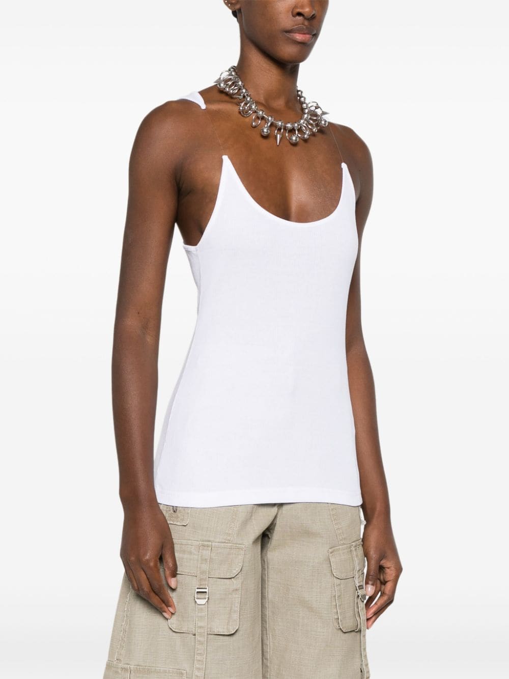 Shop Y/project Transparent-strap Ribbed Top In White