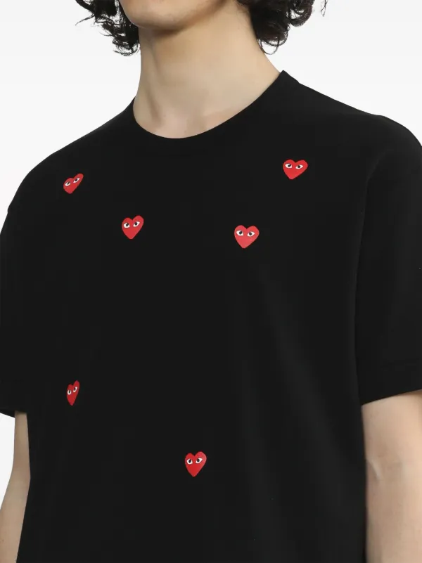 Comme Des Garçons Play Scattered Hearts Cotton T-shirt | Black