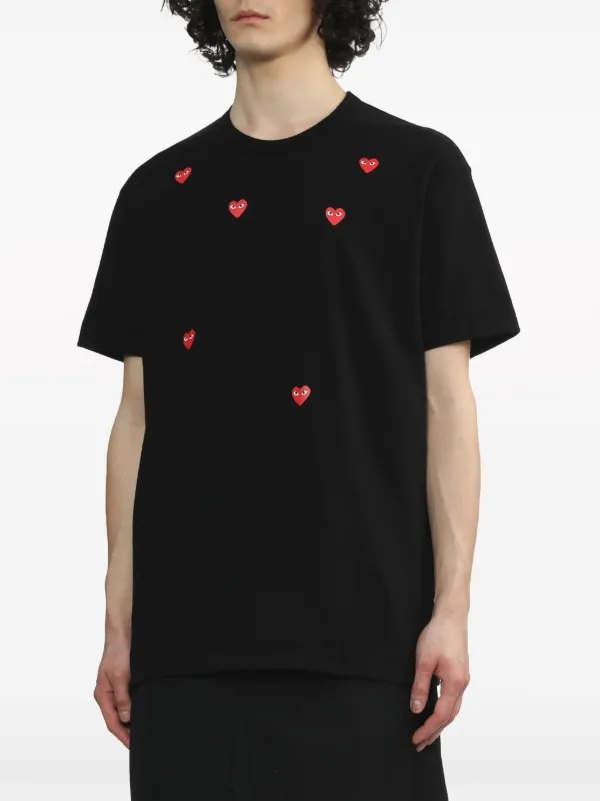 Comme Des Garcons Play Scattered Hearts Cotton T shirt Black FARFETCH HK