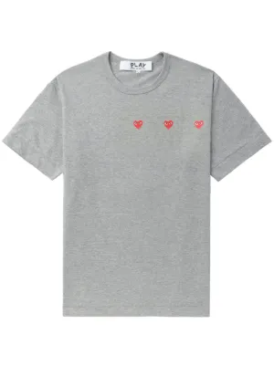 Comme Des Garçons Play heart-patch Cotton T-shirt | Grey | FARFETCH