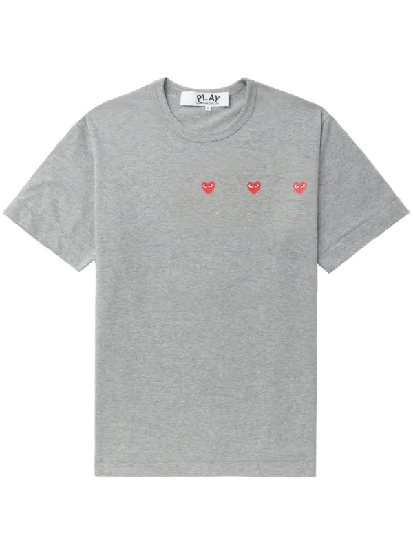 Comme Des Garcons Play t shirt Triple Hearts En Coton Gris FARFETCH MA