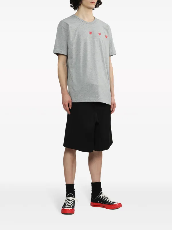 Comme Des Garçons Play Triple Hearts Cotton T-shirt | Grey