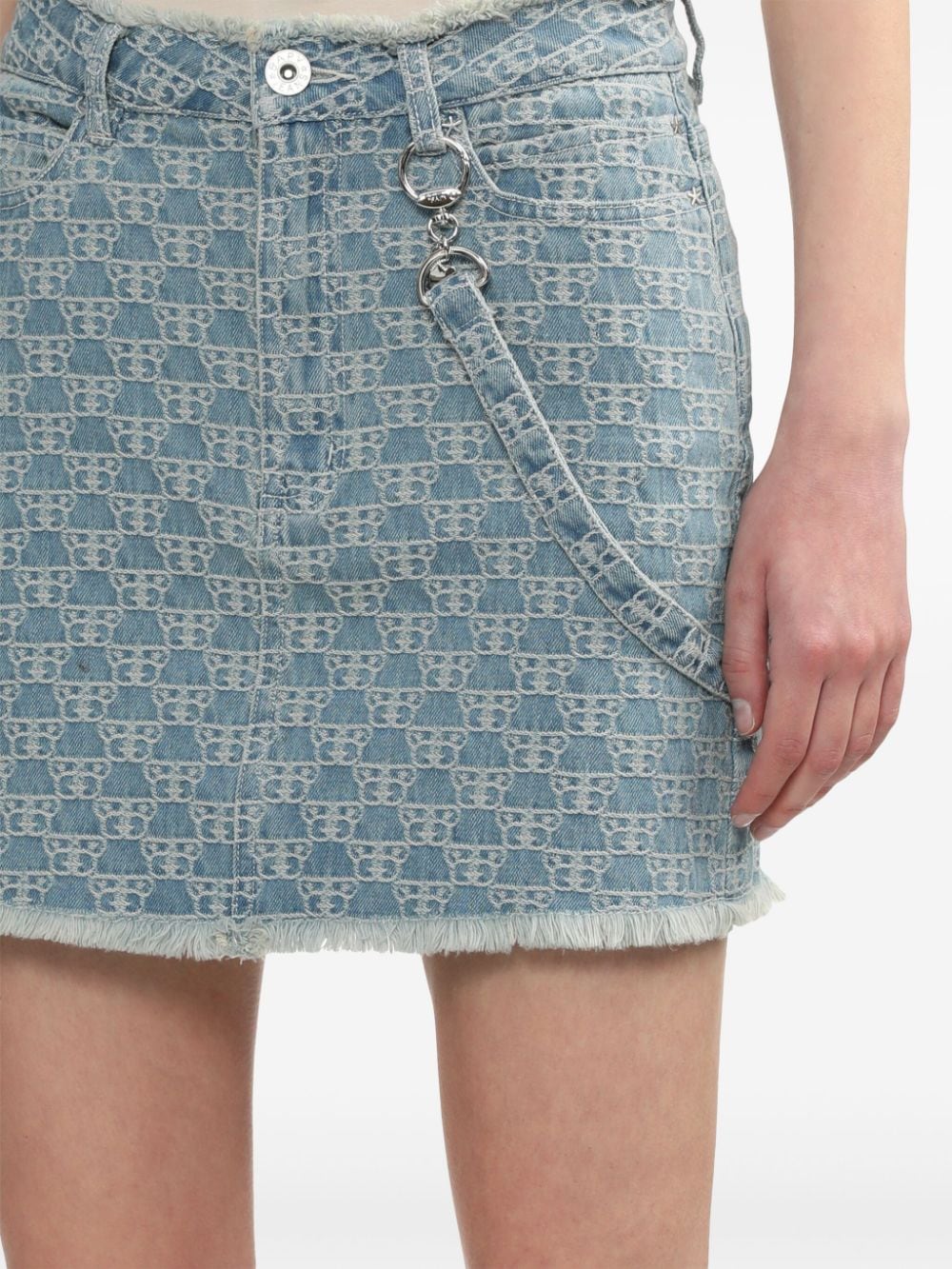 Shop Bapy By *a Bathing Ape® Monogram Pattern Denim Miniskirt In Blue