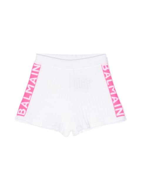 logo-jacquard ribbed shorts