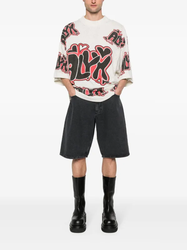 1017 ALYX 9SM ダメージ デニムショーツ | ブラック | FARFETCH JP