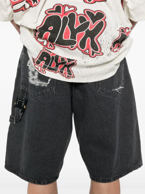 1017 ALYX 9SM distressed-effect Denim Shorts | Black | FARFETCH