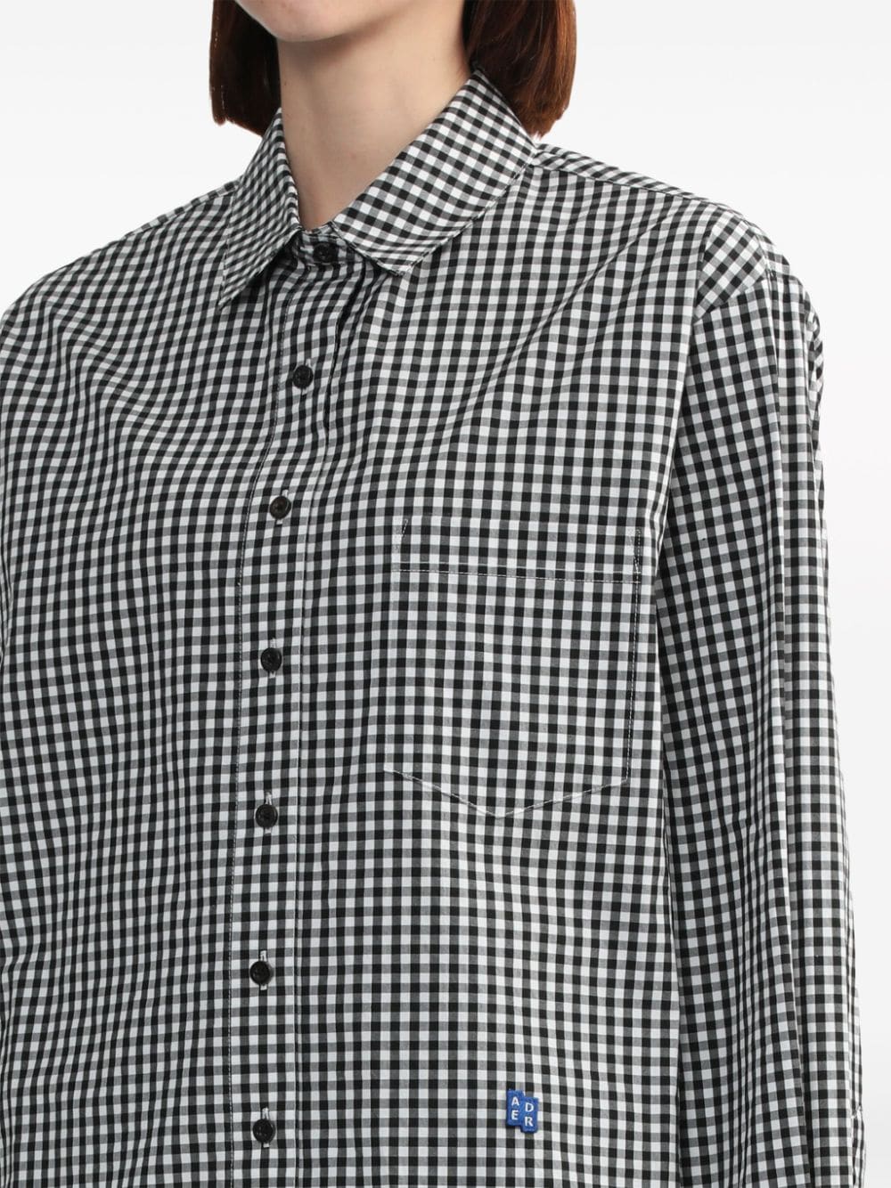 Shop Ader Error Tetris-appliqué Checkered Shirt In Black