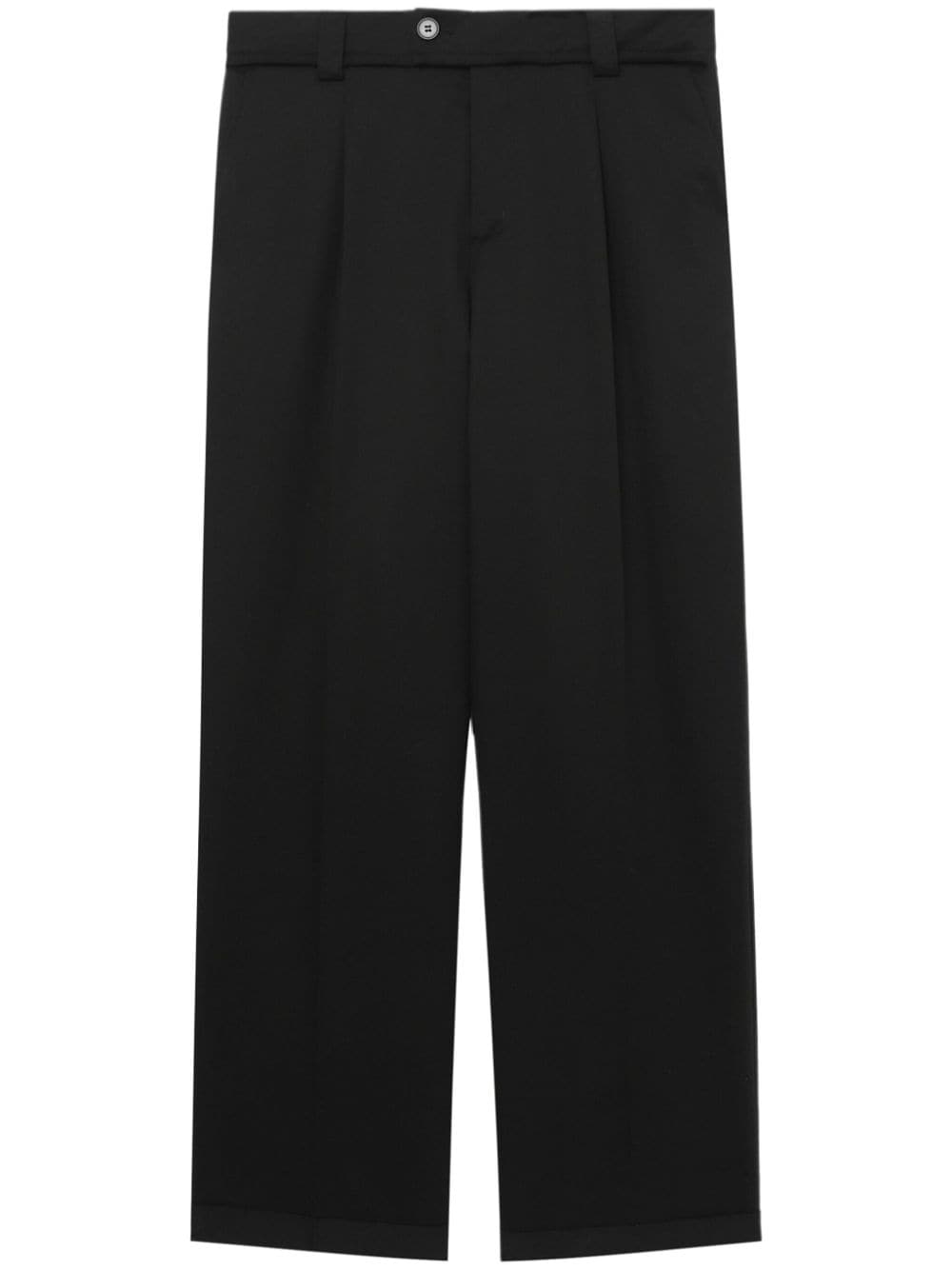 Mfpen Travel Pleat-front Cotton Trousers In Black