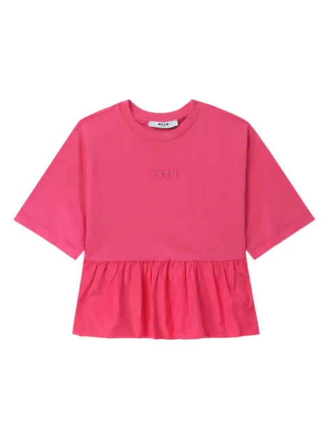 MSGM Kids ruffled cotton T-shirt