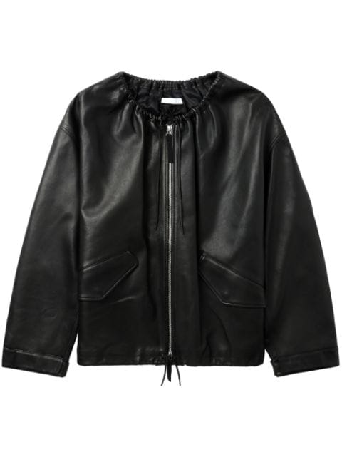 Helmut Lang drawstring-neck leather jacket