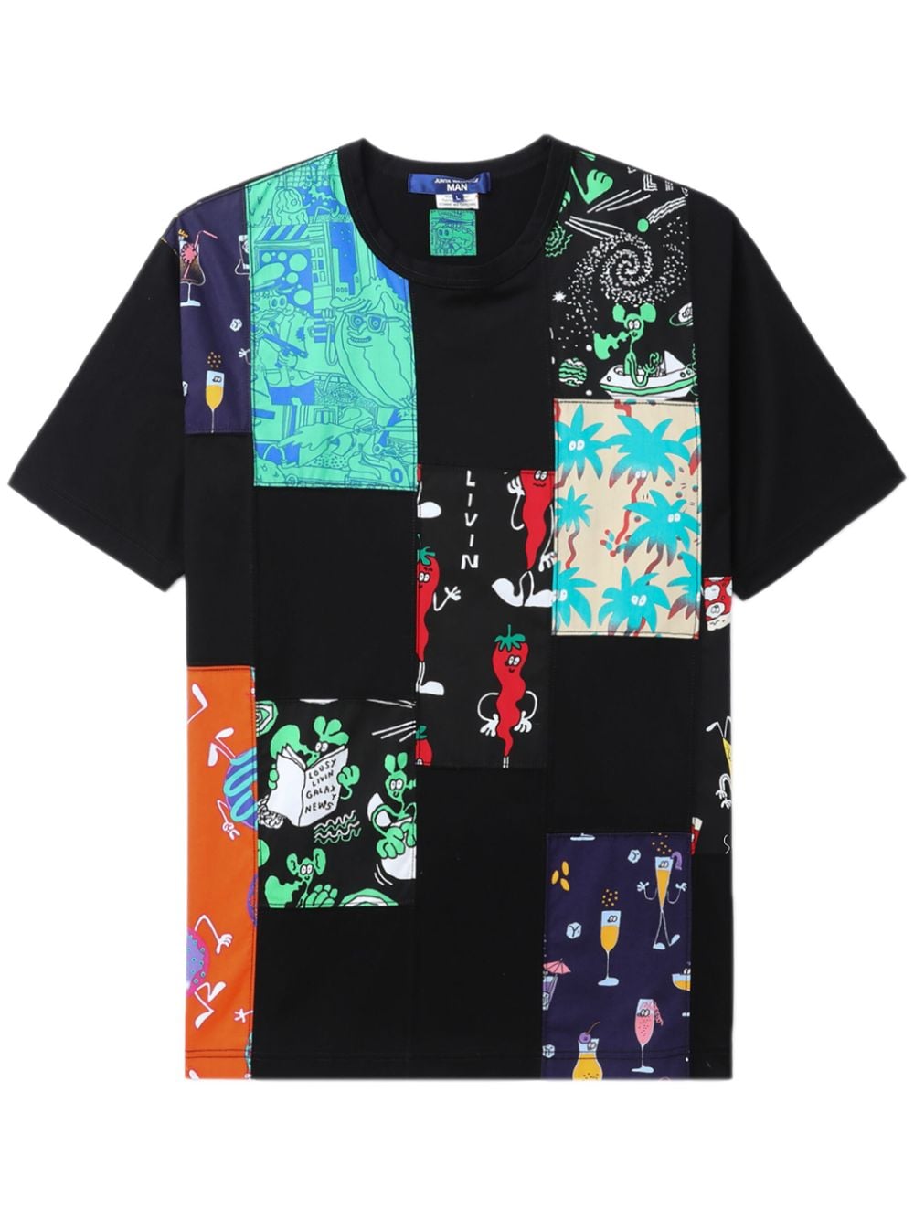Junya Watanabe MAN x Lousy Livin T-shirt met patchwork Zwart