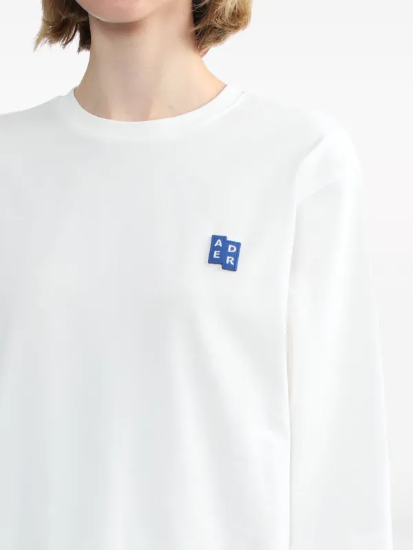 Ader Error Tetris-appliqué Cotton T-shirt | White | FARFETCH