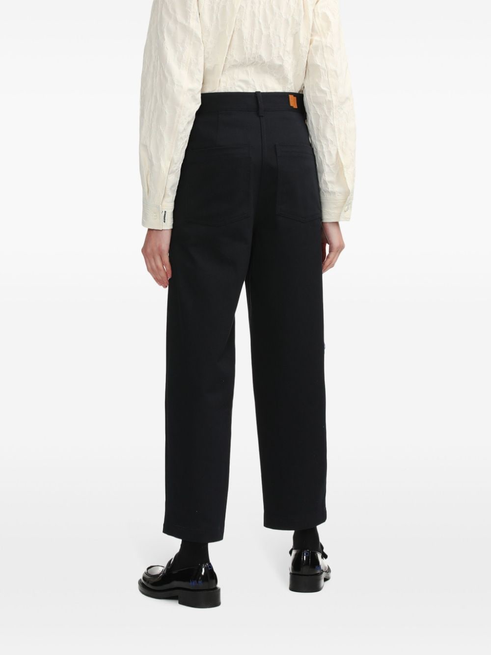 Shop Ader Error Cropped Cotton Trousers In 蓝色