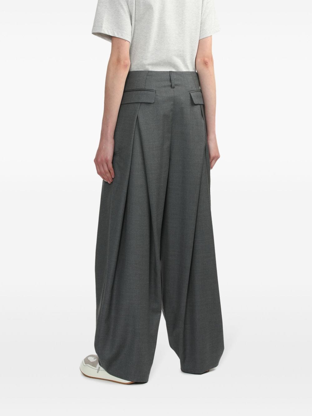 Shop Ader Error Wide-leg Wool Trousers In Grey