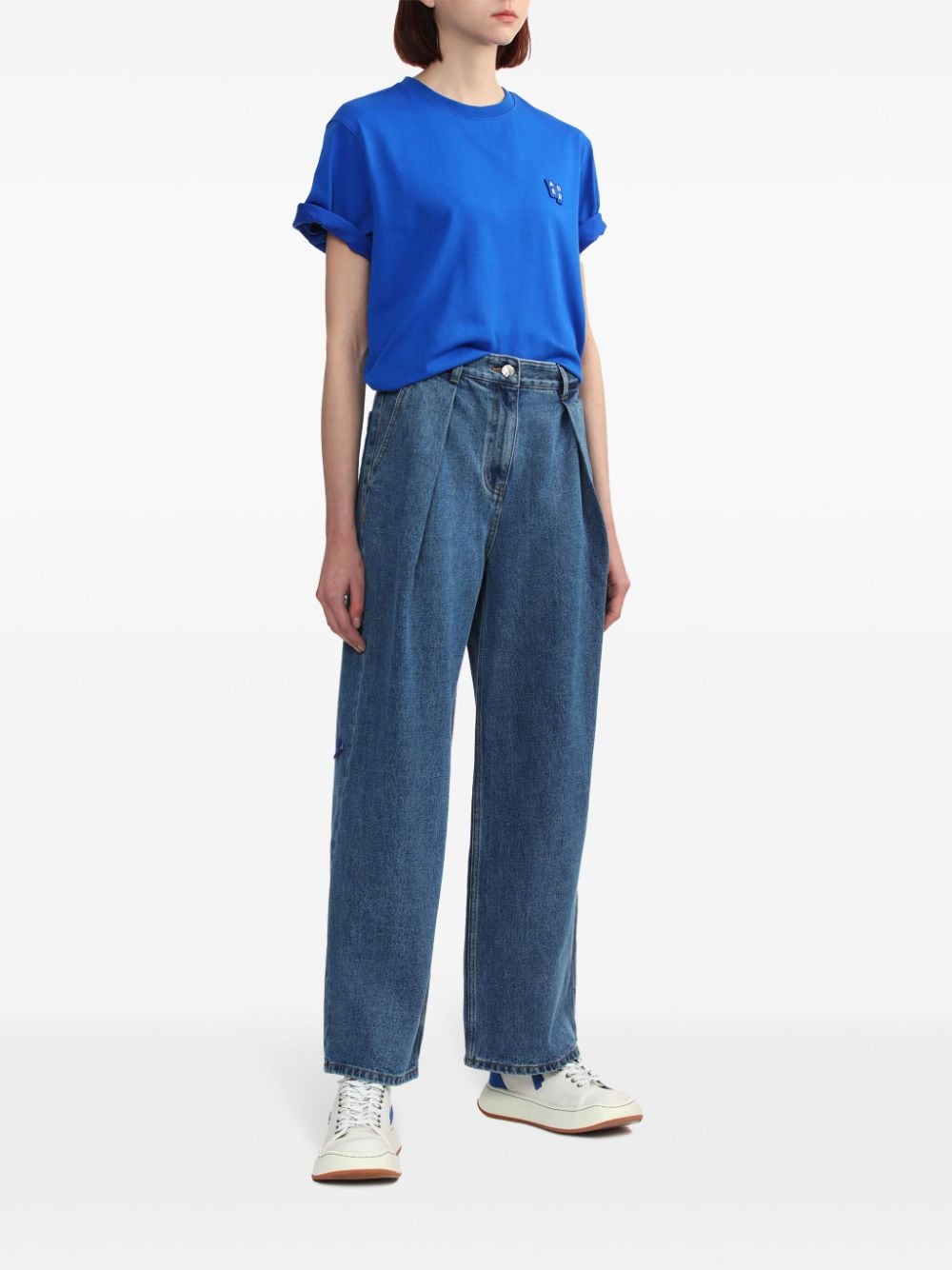 Shop Ader Error Tetris-appliqué Cotton T-shirt In Blue