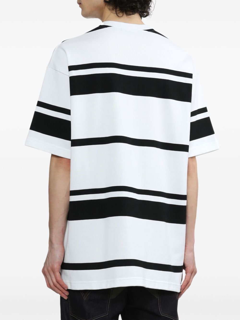 Shop Comme Des Garçons Homme Deux Striped Cotton T-shirt In White