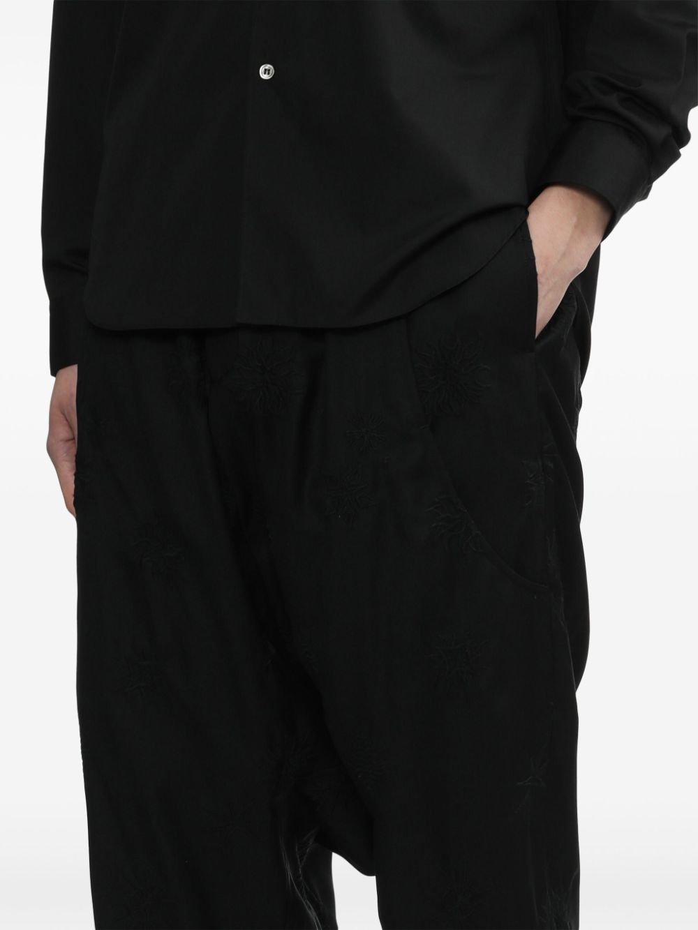 Black Comme Des Garcons drop-crotch cropped trousers Men