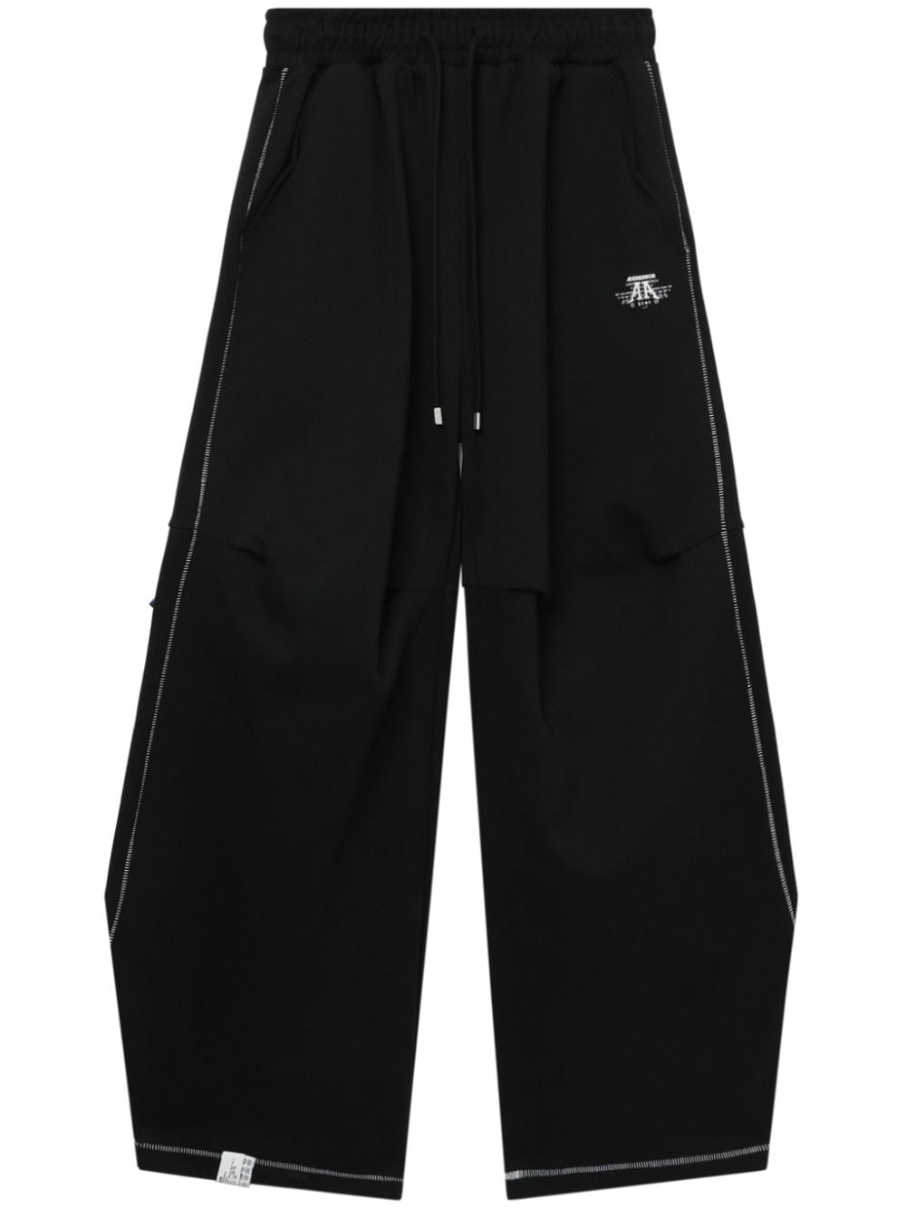 Ader Error Nolc Pleat-knee Contrast-stitch Track Pants In Black