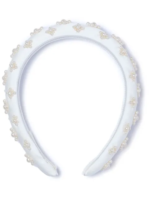 Jennifer Behr pearl-embellished silk headband 