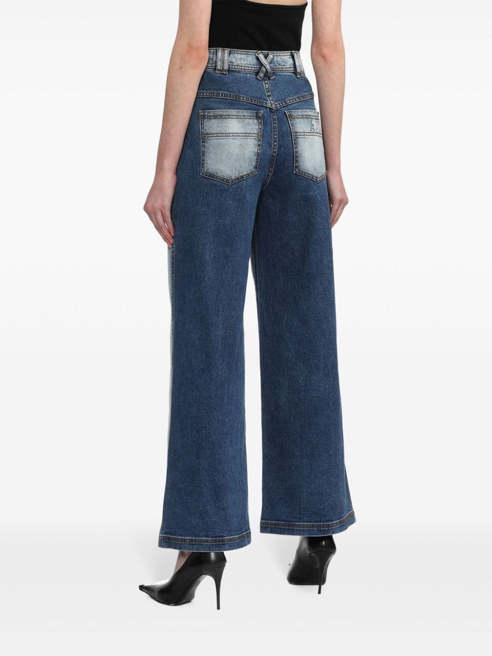 Shop Aje Two-tone Wide-leg Jeans In Blue