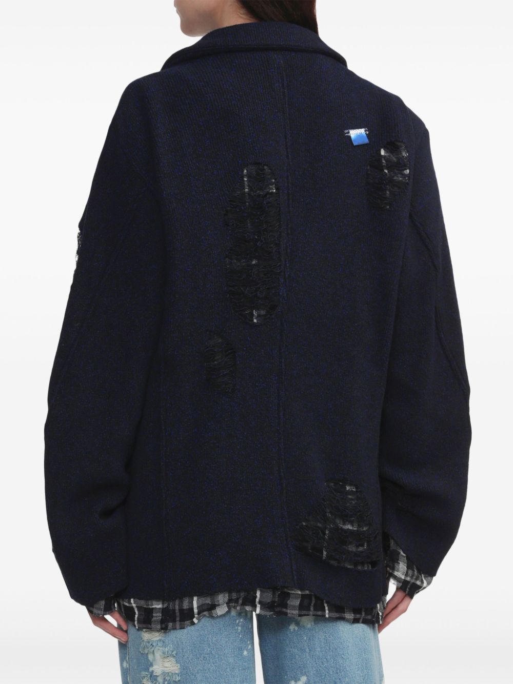 Shop Ader Error Varto Distressed Layered Blazer In 黑色