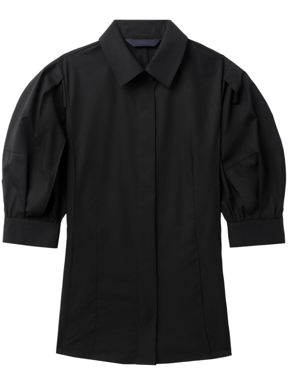 Juunj Puff-sleeve Cotton-blend Blouse In Black
