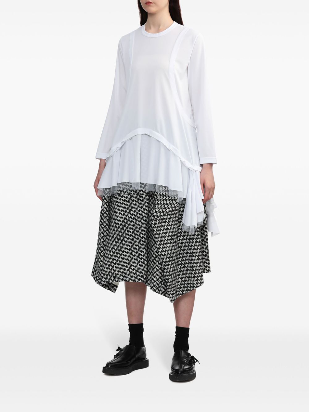 Shop Comme Des Garçons Comme Des Garçons Round-neck Tiered T-shirt Dress In Weiss