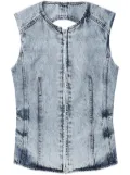 Juun.J acid-wash denim vest - Blue