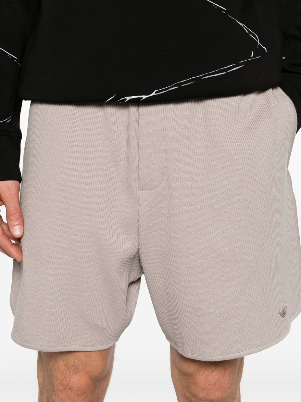 Shop Emporio Armani Logo-embroidered Drawstring Shorts In Neutrals