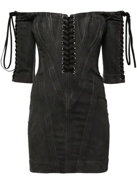 GUESS USA lace-up off-shoulder minidress