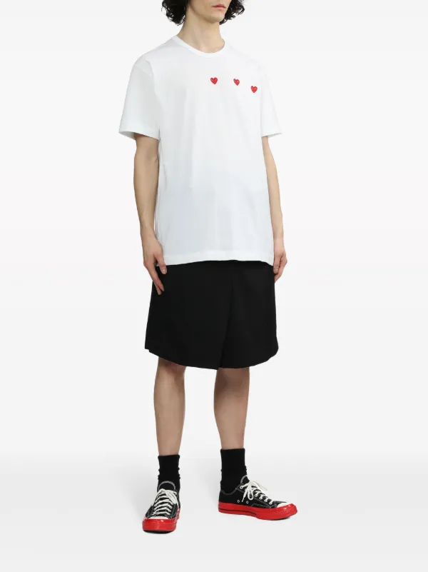 Comme Des Garçons Play Triple Hearts Cotton T-shirt | White