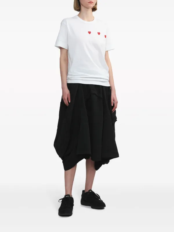 Comme Des Garçons Play Triple Hearts Cotton T-shirt White