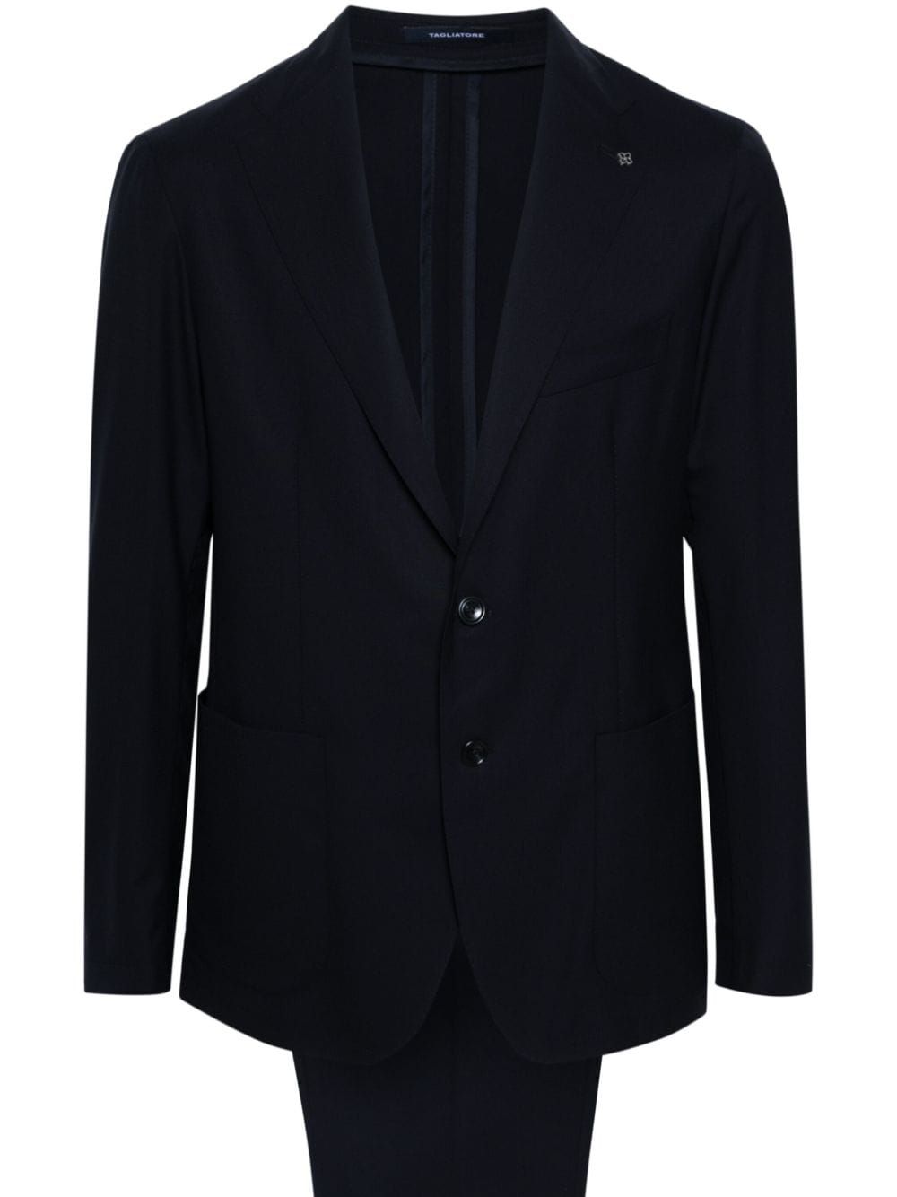 Tagliatore Brooch-detail Wool-blend Suit In Blue