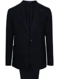 Tagliatore brooch-detail wool-blend suit - Blue