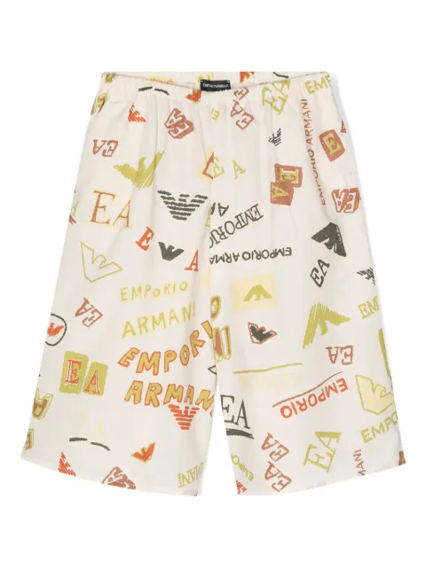 Emporio Armani Kids logo-print wide-leg trousers